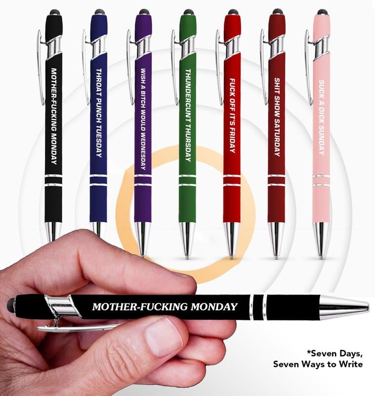 Funny Stress-Relief Daily Quotes Metal Ballpoint Pen Set (7 Pcs) |