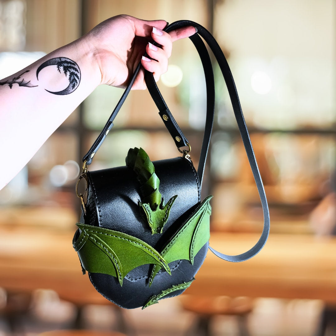 Dragon Embrace dragon handbag, natural leather
