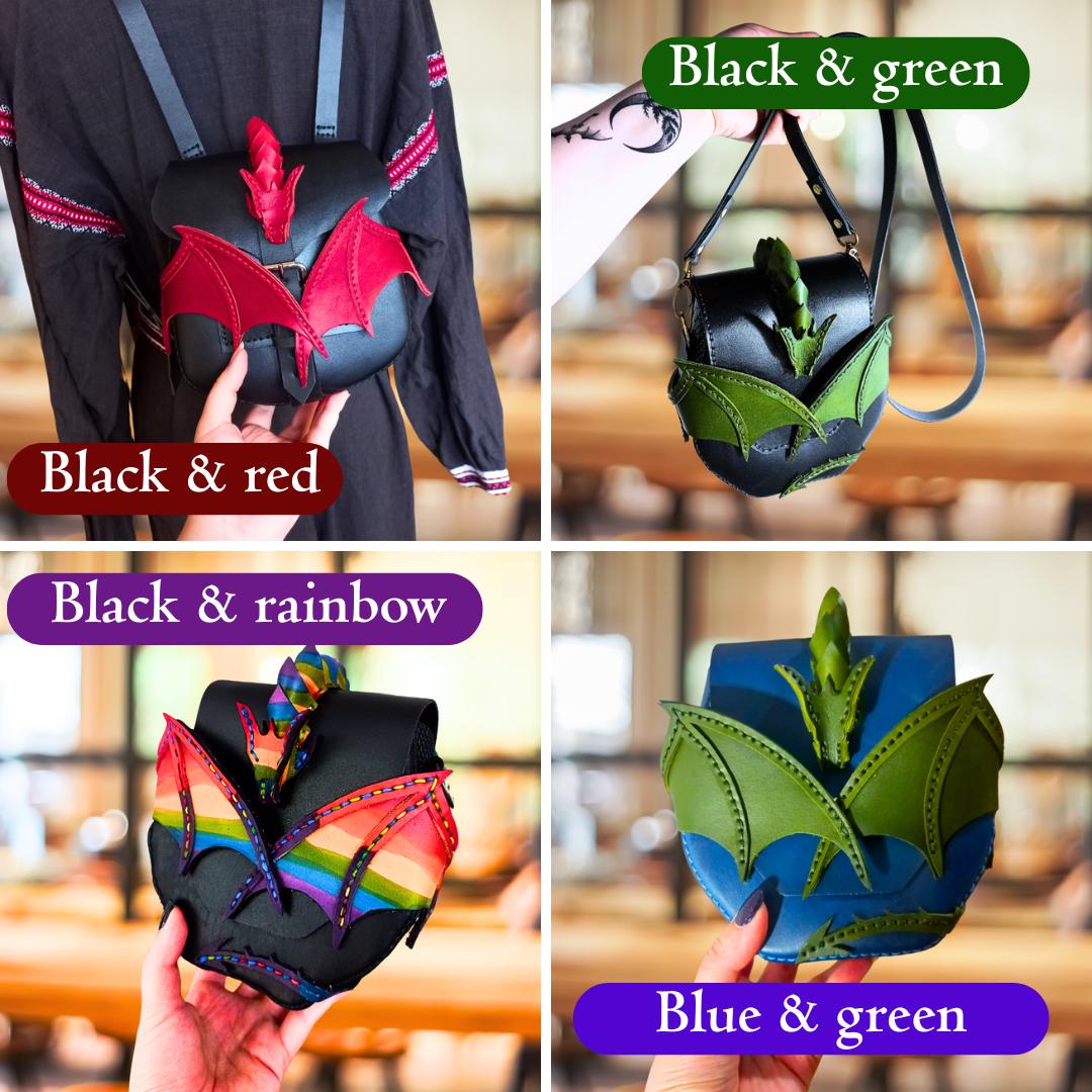 Dragon Embrace dragon handbag, natural leather