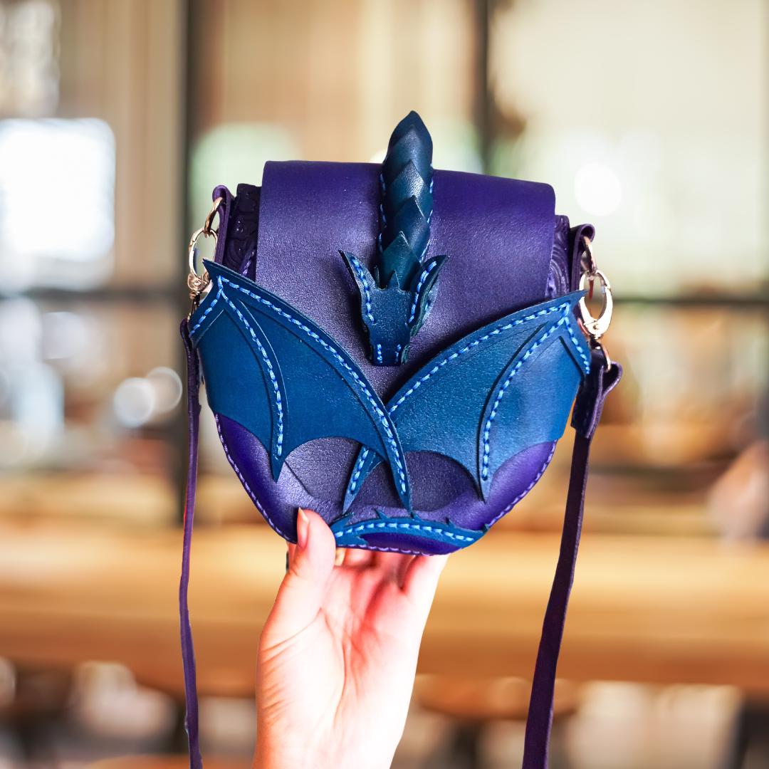 Dragon Embrace dragon handbag, natural leather