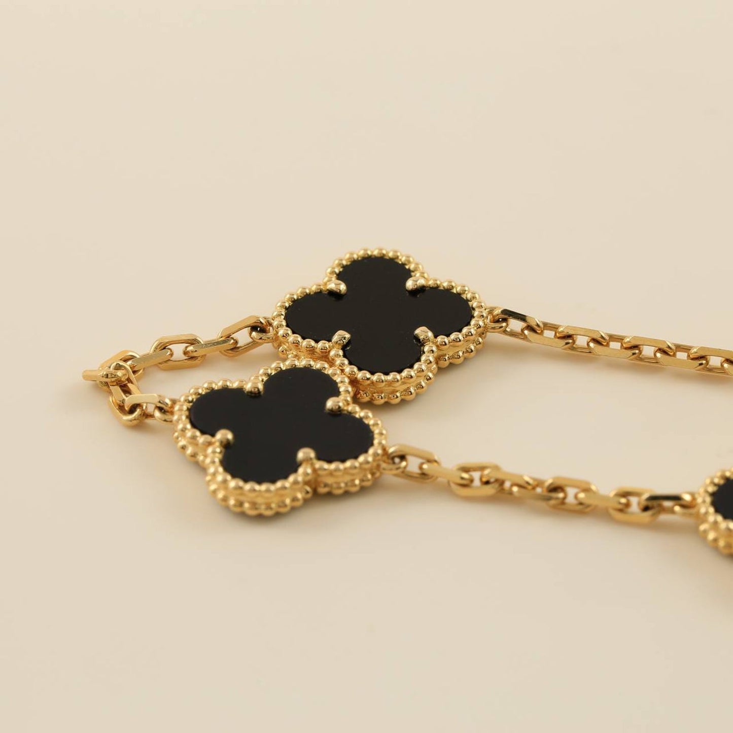 [Plus Jewelry]CLOVER  5 MOTIFS BLACK ONYX BRACELET