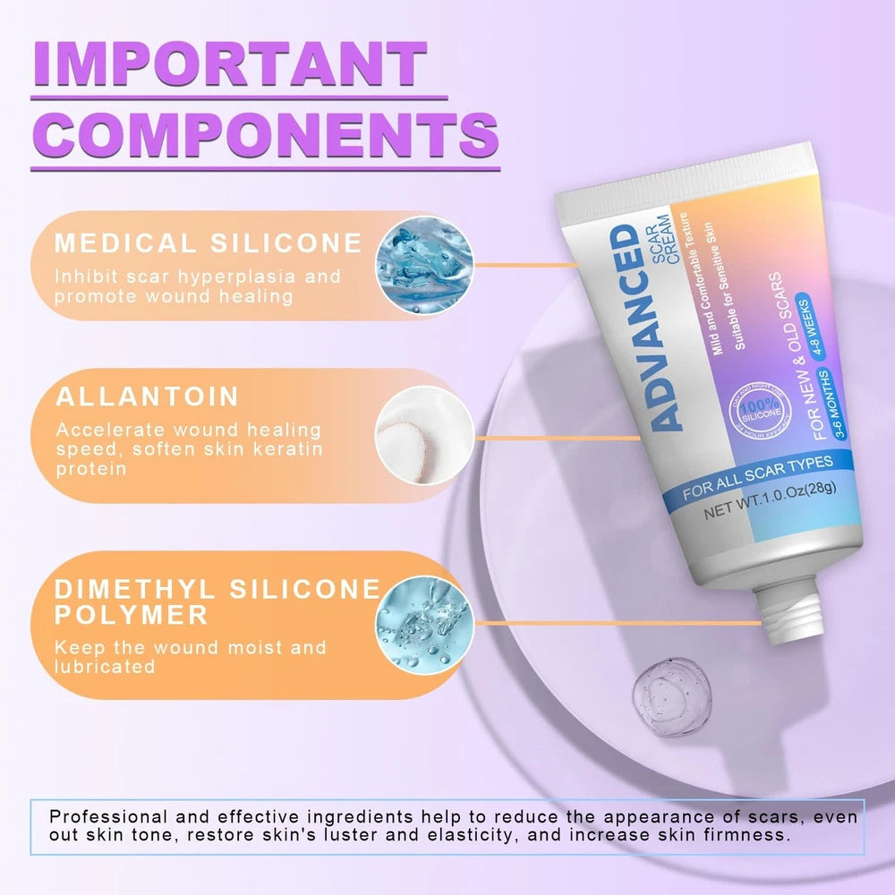 Silicone Scar Cream Scar Gel - Advanced Scar Treatment Keloid Bump Removal